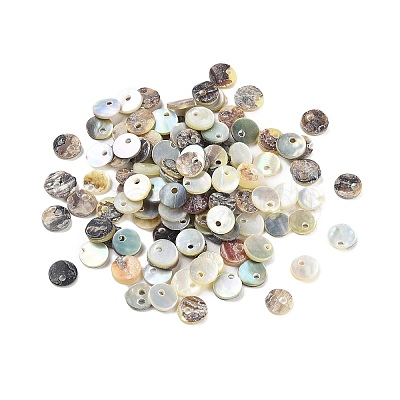 Natural Akoya Shell Flat Round Charms BSHE-Z003-39B-1