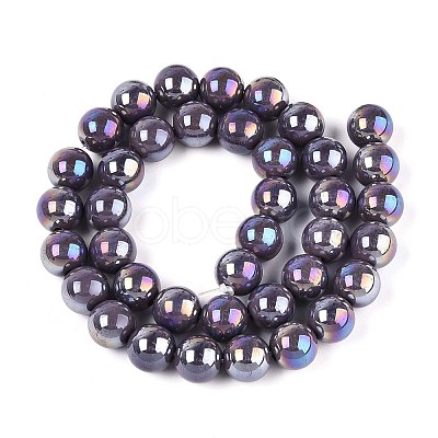 Electroplate Opaque Glass Beads Strands GLAA-T032-P10mm-AB15-1