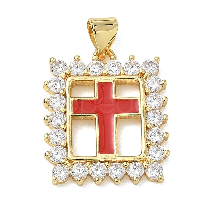 Religion Cross Brass Micro Pave Clear Cubic Zirconia Pendants CU-CBA83A6-03G-G-1