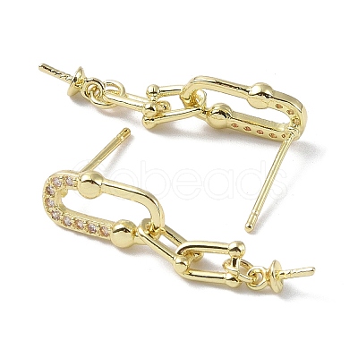 Brass with Cubic Zirconia Stud Earring Findings KK-B087-07G-1