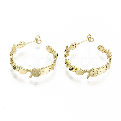 Brass Micro Pave Cubic Zirconia Stud Earrings EJEW-N011-31-NF-1