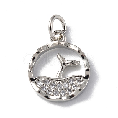 Brass Micro Pave Cubic Zirconia Charms ZIRC-F131-18P-1