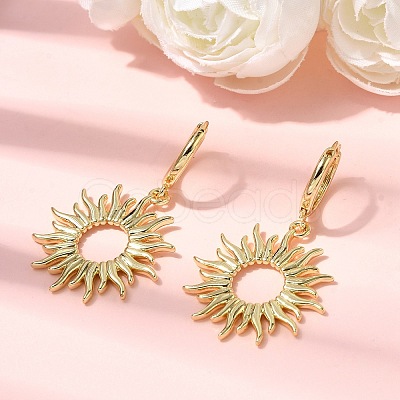 Sun Brass Hoop Earrings EJEW-H180-30D-G-1