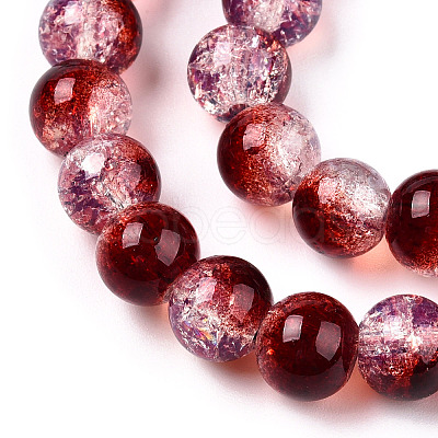 Transparent Crackle Baking Painted Glass Beads Strands DGLA-T003-01B-07-1