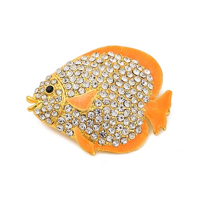 Zinc Alloy Crystal Rhinestone Resin Fish Brooch JEWB-U010-01G-02-1