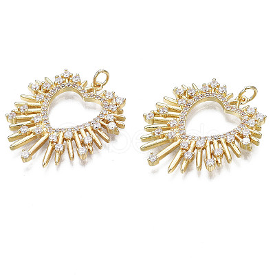 Brass Micro Pave clear Cubic Zirconia Pendants X-ZIRC-N039-179-NF-1