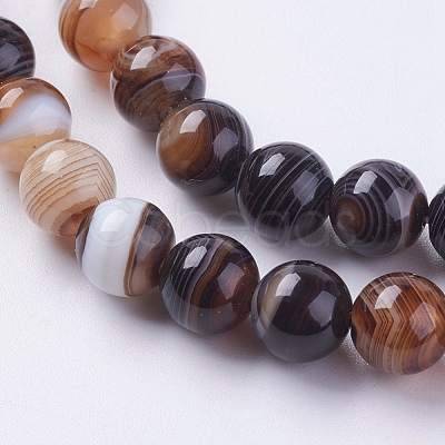 Round Dyed Natural Striped Agate/Banded Agate Beads Strands X-G-G582-8mm-04-1