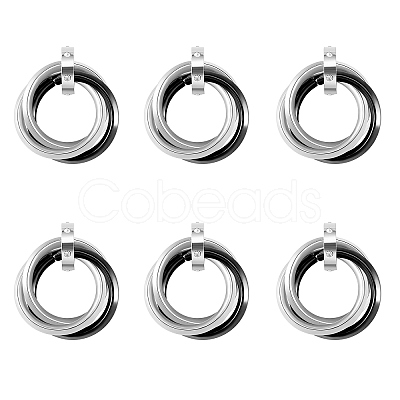 201 Stainless Steel Interlocking Ring Pendants STAS-SZ0002-61C-1