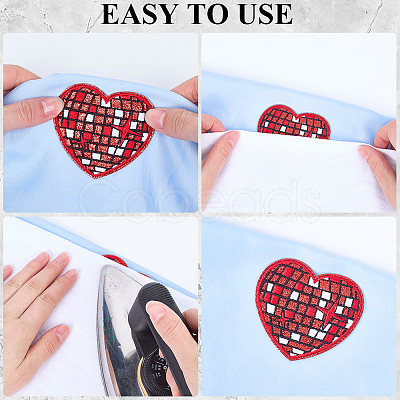 12Pcs 6 Colors Heart Computerized Embroidery Cloth Self Adhesive Patches DIY-CY0001-24-1