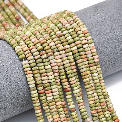 Natural Unakite Beads Strands G-P575-A12-4x2mm-02-1