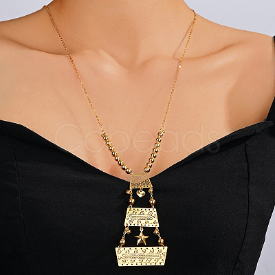 Brass Heart & Geometric Shapes Pendant Necklaces FK2524-1