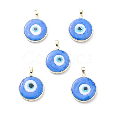 Handmade Evil Eye Lampwork Pendants LAMP-F031-03G-06-1