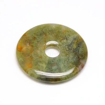 Donut/Pi Disc Natural Gemstone Pendants G-L234-40mm-12-1