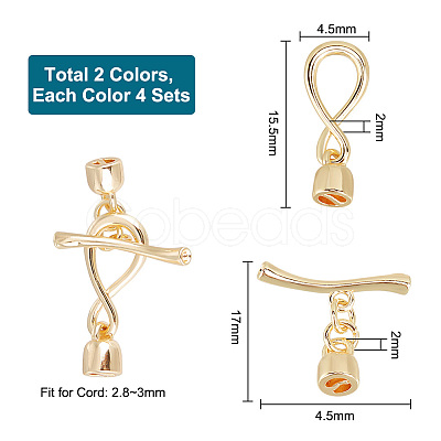 PANDAHALL ELITE 8 Sets 2 Colors Brass Toggle Clasps KK-PH0010-31-1