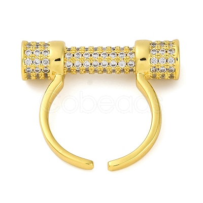 Rack Plating Brass Micro Pave Cubic Zirconia Cuff Rings for Women KK-M021-02G-01-1