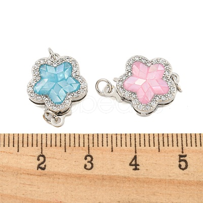 Rack Plating Brass Micro Pave Cubic Zirconia & Shell & Enamel Box Clasps KK-S373-02P-1