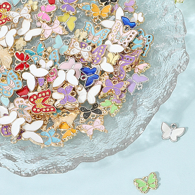 120Pcs 6 Styles Alloy Enamel Pendants ENAM-SC0007-03B-1