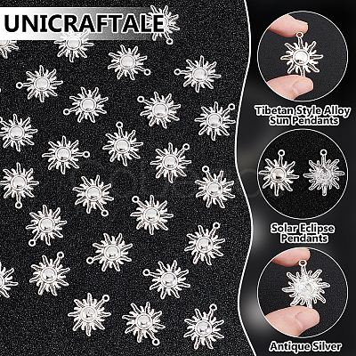 70Pcs Tibetan Style Alloy Sun Pendants FIND-UN0004-26-1