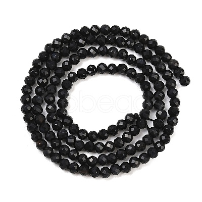 Natural Dyed & Heated Black Onyx Beads Strands G-A129-3mm-25-1
