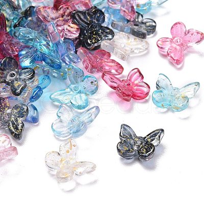 Two Tone Transparent Spray Painted Glass Charms GLAA-T016-22-1