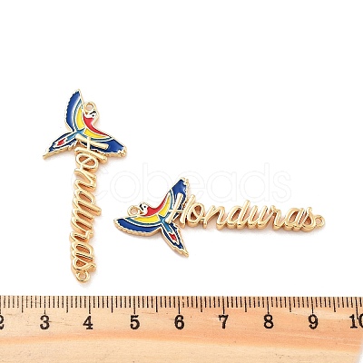 Rack Plating Brass Colorful Enamel Parrot Honduras Links Connector Charms KK-C063-06G-1