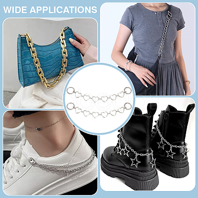 2Pcs Alloy Heart Boot Strap Chains FIND-FG0003-66-1