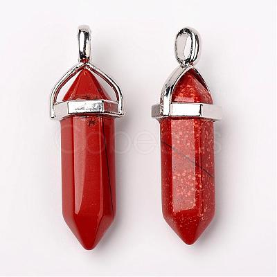 Natural Red Jasper Double Terminated Pointed Pendants G-F295-04D-1