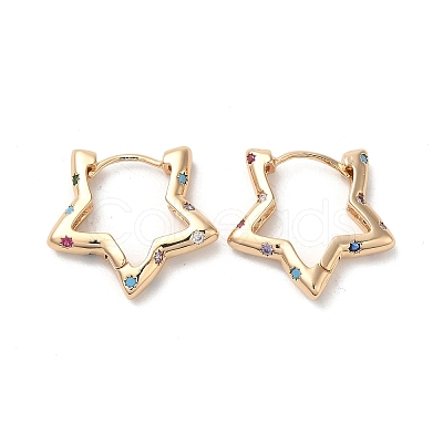 Brass Micro Pave Colorful Cubic Zirconia Hoop Earrings EJEW-M238-67KCG-1