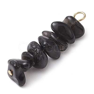 Gradient Color Natural Smoky Quartz & Natural Obsidian & Natural Labradorite Chip Beaded Pendants PALLOY-JF02795-07-1