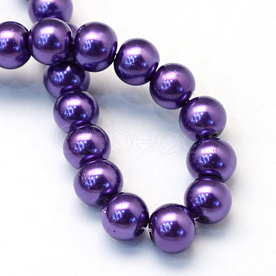 Baking Painted Pearlized Glass Pearl Round Bead Strands HY-Q003-6mm-76-1