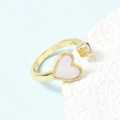 Brass Micro Pave Cubic Zirconia Open Cuff Rings CU-CBA4898-08G-02-1