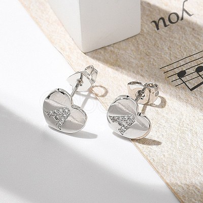 Rack Plating Brass Micro Pave Clear Cubic Zirconia Stud Earrings EJEW-K299-01P-A-1