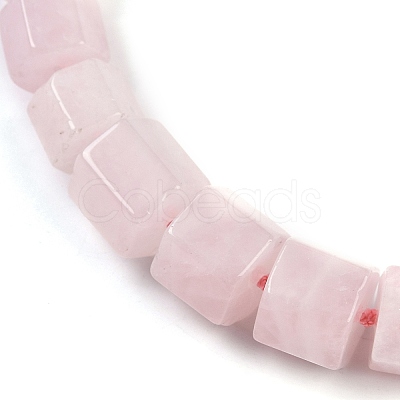 Natural Rose Quartz Hexagon Prism Graduated Beaded Necklaces for Women Men NJEW-K388-03R-1