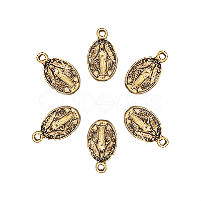 Tibetan Style Virgin Mary Alloy Oval Pendants PALLOY-CJ0001-02-1