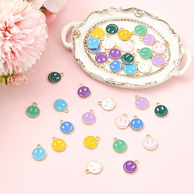 18Pcs 9 Colors Alloy Enamel Charms ENAM-YW0001-97-O-1