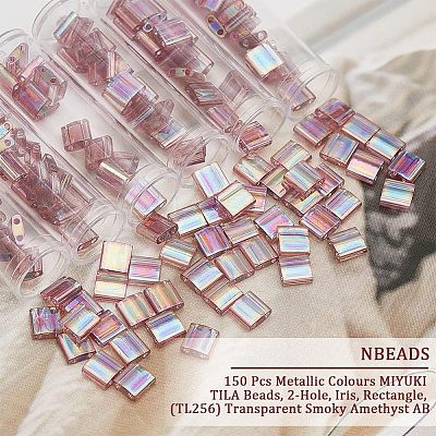 Nbeads 150Pcs Metallic Colours MIYUKI TILA Beads SEED-NB0001-93C-1