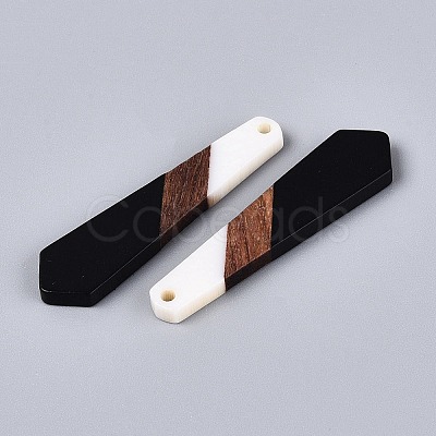 14Pcs 7 Styles Opaque Resin & Walnut Wood Pendants RESI-N053-18-1