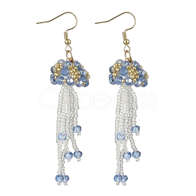 304 Stainless Steel Glass Seed Beads Jellyfish Dangle Earrings EJEW-MZ00553-04-1
