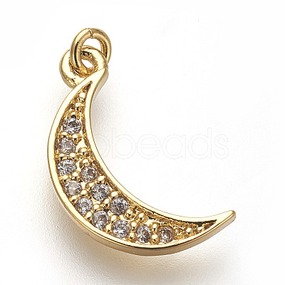 Brass Micro Pave Cubic Zirconia Charms ZIRC-E152-27G-RS-1