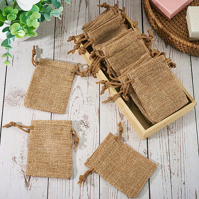 20Pcs Rectangle Polyester Imitation Burlap Packing Pouches Drawstring Bags ABAG-TA0001-95A-1