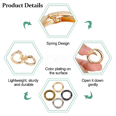 24Pcs 4 Colors Alloy Spring Gate Rings FIND-HS0001-26C-1