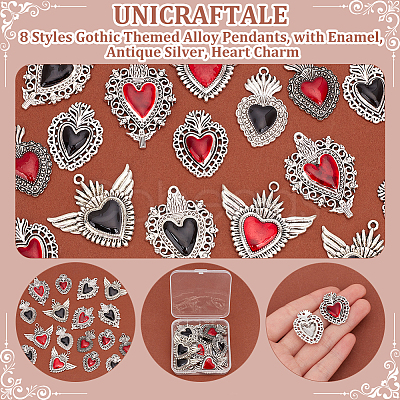 16Pcs 8 Styles Gothic Themed Alloy Pendants ENAM-UN0001-09-1