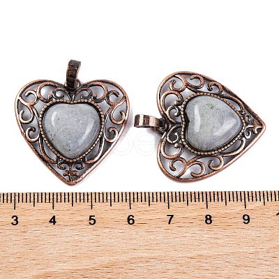 Natural Labradorite Peach Love Heart Pendants G-G158-01-12-1