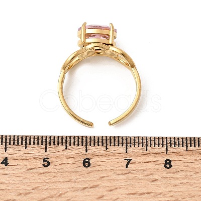 Brass Micro Pave Glass Cuff Rings for Women LS-RJEW-K312-05G-1