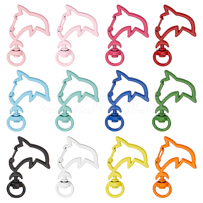 30Pcs Spray Painted Alloy Swivel Lobster Claw Clasps FIND-SC0016-05-1