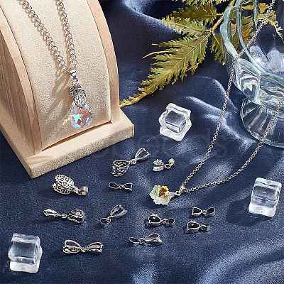 35Pcs 7 Styles Rack Plating Brass Ice Pick Pinch Bails KK-SC0005-60-1