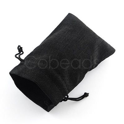 Polyester Imitation Burlap Packing Pouches Drawstring Bags X-ABAG-R005-9x7-09-1
