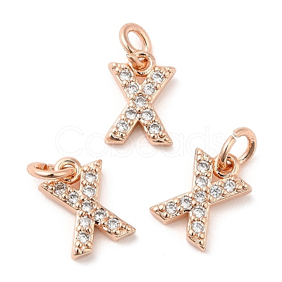 Brass Micro Pave Grade AAA Cubic Zirconia Charms ZIRC-P067-11RG-X-NR-1