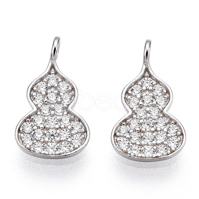 Rhodium Plated 925 Sterling Silver Micro Pave Cubic Zirconia Charms STER-T004-09P-1