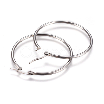 Tarnish Resistant 201 Stainless Steel Big Hoop Earrings EJEW-F237-02B-P-1